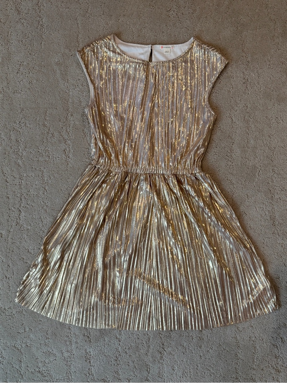Crewcuts Metallic Gold Pleated Girls' Party Dress